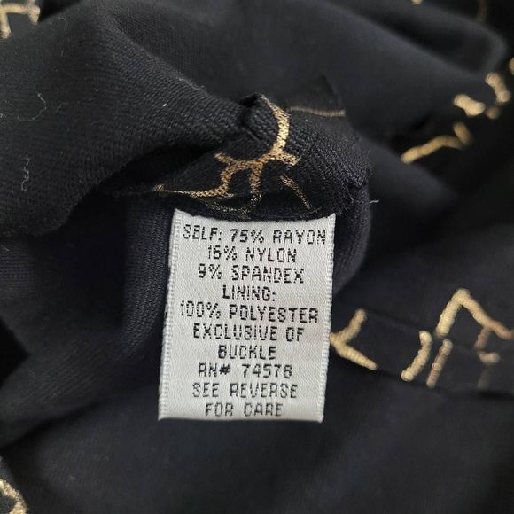 Vtg Cache Black Gold Animal Print Sheath Dress Sz 8 Sleeveless Knee Length - Picture 6 of 10